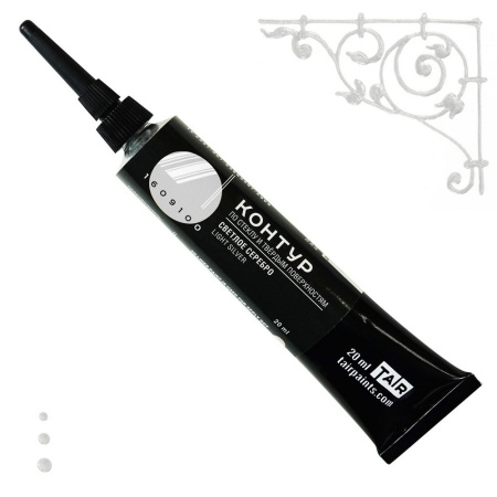 Светлое серебро, контур по стеклу, туба 20 мл - «Таир»