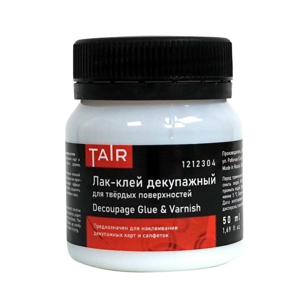 Лак (клей) декупажный для твердых поверхностей, банка 50 мл - «Таир»