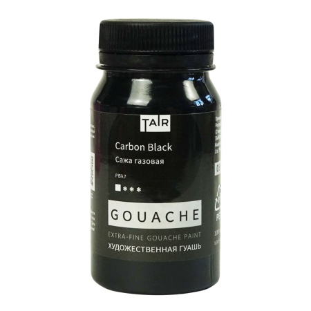 Сажа газовая, гуашь художественная, банка 100 мл - «Таир»