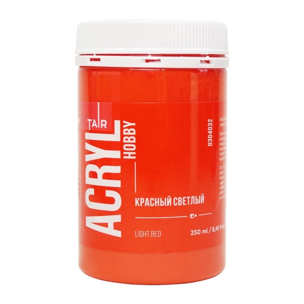 Красный светлый, краска "Акрил-Хобби", банка 250 мл - «Таир»