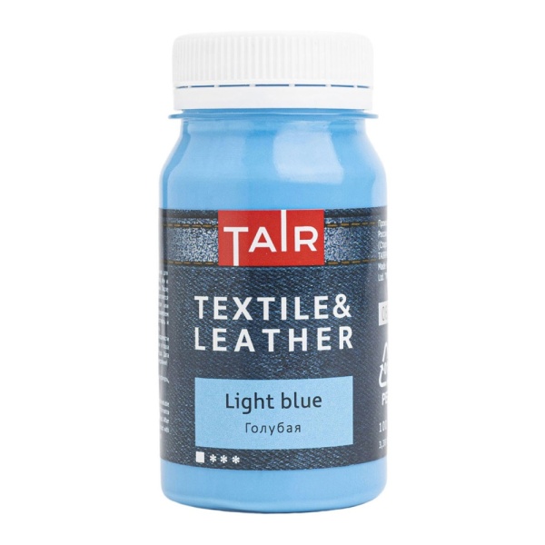 Голубая, краска акриловая по ткани и коже, банка 100 мл - «Таир»