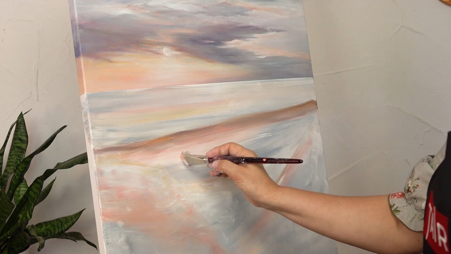 Нежная интерьерная картина акриловыми красками по референсу из Pinterest