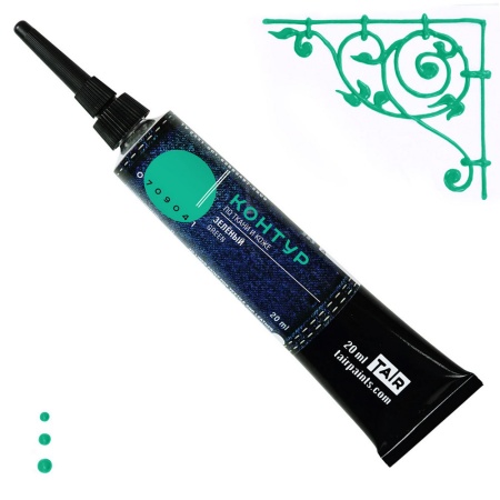 Зелёный, контур по ткани и коже, туба 20 мл - «Таир»