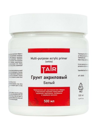 Грунт акриловый универсальный белый, банка 500 мл - «Таир»
