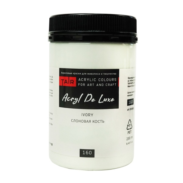 Слоновая кость, краска "Акрил Де Люкс", банка 250 мл - «Таир»