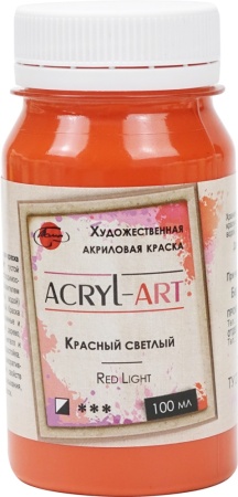 (уценка) Краска акриловая художественная Акрил-Арт, "Таир", 100 мл, Красный светлый (16) - «Таир»