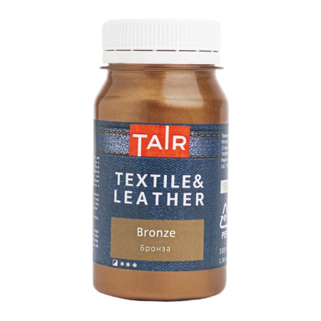 Бронза, краска акриловая по ткани и коже, банка 100 мл - «Таир»