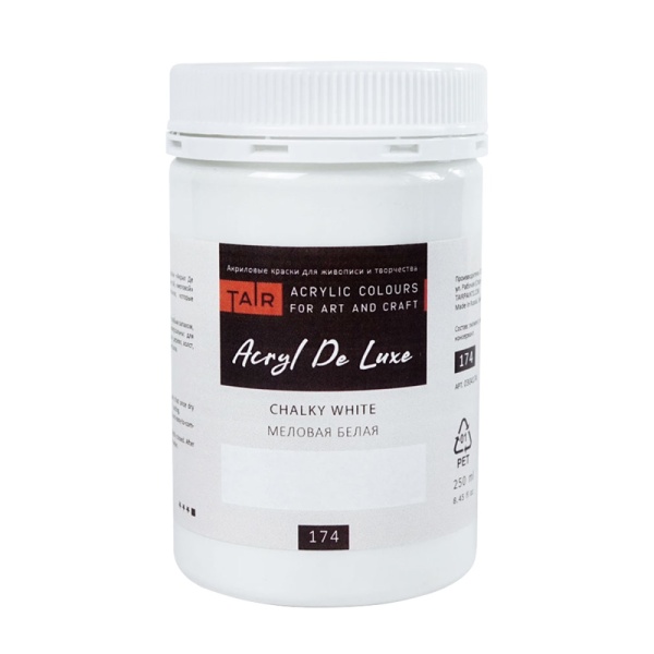 Меловая белая, краска "Акрил Де Люкс", банка 250 мл - «Таир»