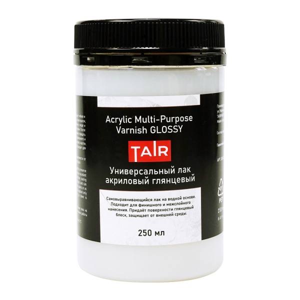 Лак универсальный акриловый глянцевый, банка 250 мл - «Таир»