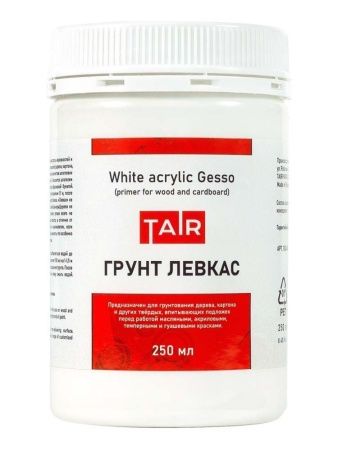 Грунт акриловый "Левкас" для дерева и картона белый, банка 250 мл - «Таир»