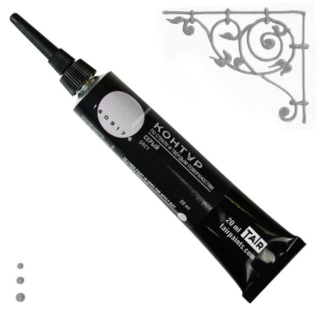 Серый, контур по стеклу, туба 20 мл - «Таир»