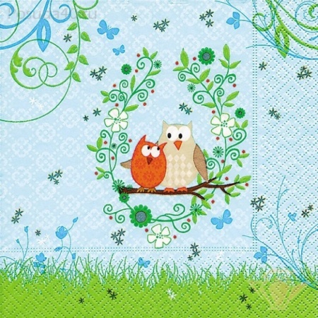 Салфетка для декупажа Paper Design, 33х33 Cовы весной - «Таир»