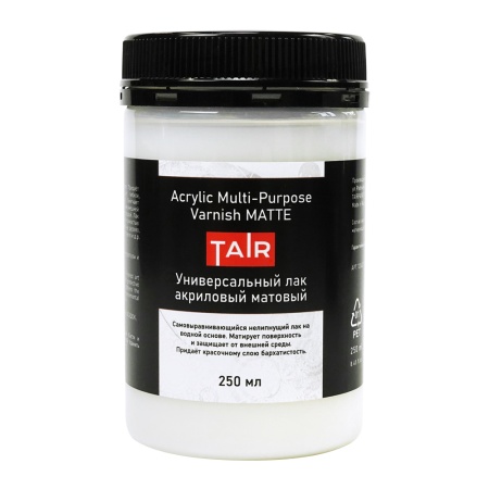 Лак универсальный акриловый матовый, банка 250 мл - «Таир»