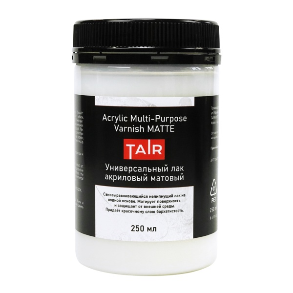Лак универсальный акриловый матовый, банка 250 мл - «Таир»