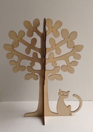 Дерево для украшений с кошкой 26х21 см - «Таир»