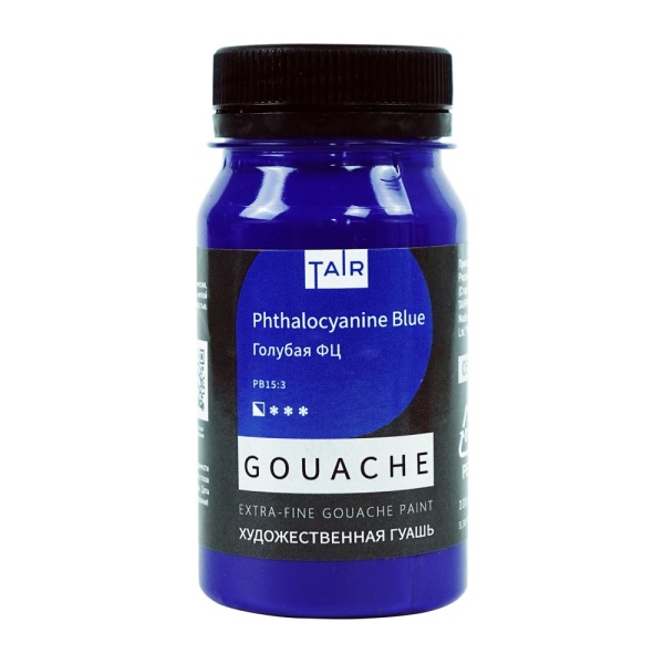 Голубая ФЦ, гуашь художественная, банка 100 мл - «Таир»