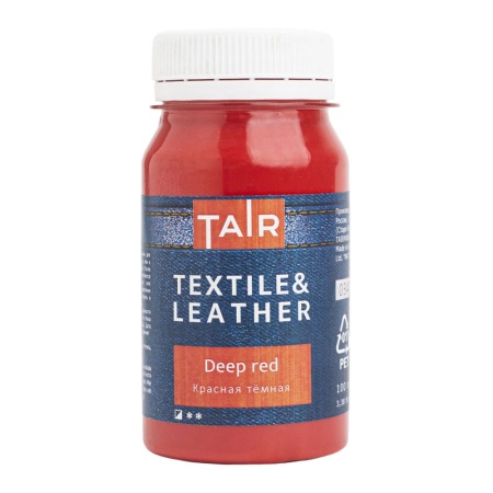 Красная тёмная, краска акриловая по ткани и коже, банка 100 мл - «Таир»