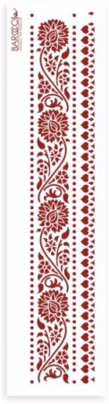 Трафарет "Barocci", Бордюр индийский с крупными цветами, 8 х 46 см, Б-012 - «Таир»