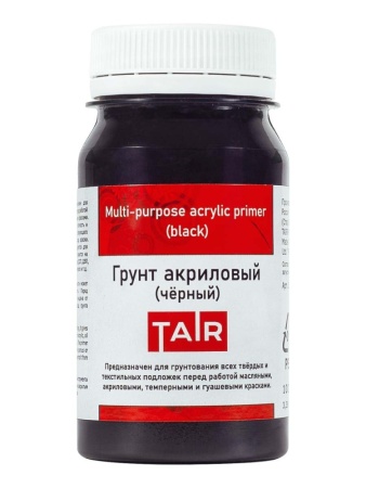 Грунт акриловый универсальный чёрный, банка 100 мл - «Таир»