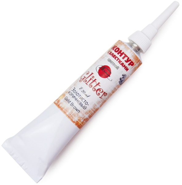 Золотисто-коричневый с блёстками, контур по стеклу, туба 20 мл - «Таир»