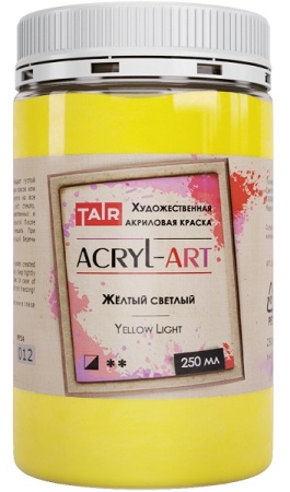 Жёлтый светлый, краска "Акрил-Арт", банка 250 мл - «Таир»