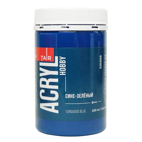Сине-зелёный, краска "Акрил-Хобби", банка 250 мл - «Таир»