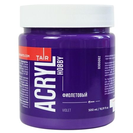 Фиолетовый, краска "Акрил-Хобби", банка 500 мл - «Таир»
