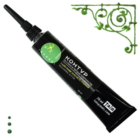 Золотисто-травяной с блёстками, контур по стеклу, туба 20 мл - «Таир»