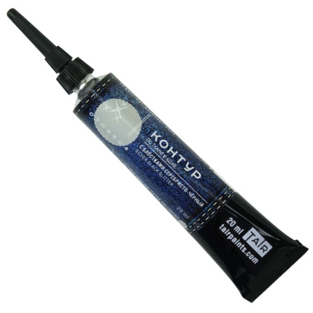 Серебристо-чёрный с блёстками, контур по ткани и коже, туба 20 мл - «Таир»