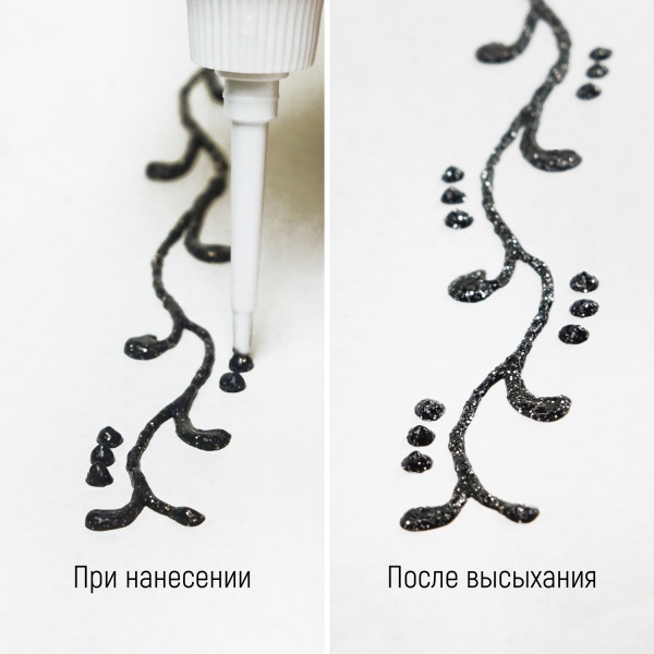 Серебристо-чёрный с блёстками, контур по стеклу, туба 20 мл - «Таир»