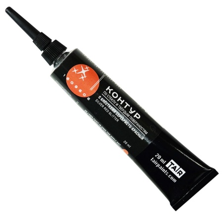 Серебристо-красный с блёстками, контур по стеклу, туба 20 мл - «Таир»