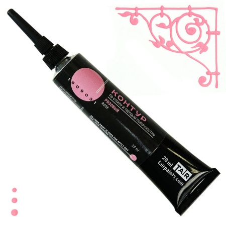 Розовый, контур по стеклу, туба 20 мл - «Таир»