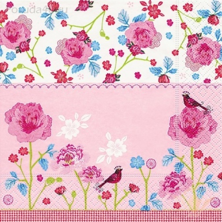 Салфетка для декупажа Paper Design, 33х33 Розовый мир - «Таир»