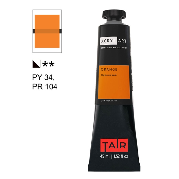 Художественные акриловые краски Оранжевый, краска "Акрил-Арт", туба 45 мл на оптовом сайте бренда ТАИР