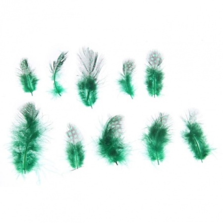 Набор перьев для декора 10 шт, размер 1 шт 5*2 цвет зеленый с черным - «Таир»