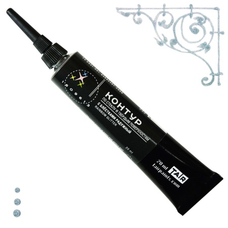 Радужный с блёстками, контур по стеклу, туба 20 мл - «Таир»