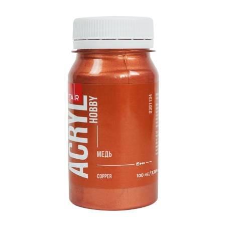 Медь, краска "Акрил-Хобби", банка 100 мл - «Таир»