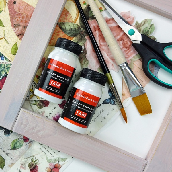 Лак (клей) декупажный для твердых поверхностей, банка 100 мл - «Таир»