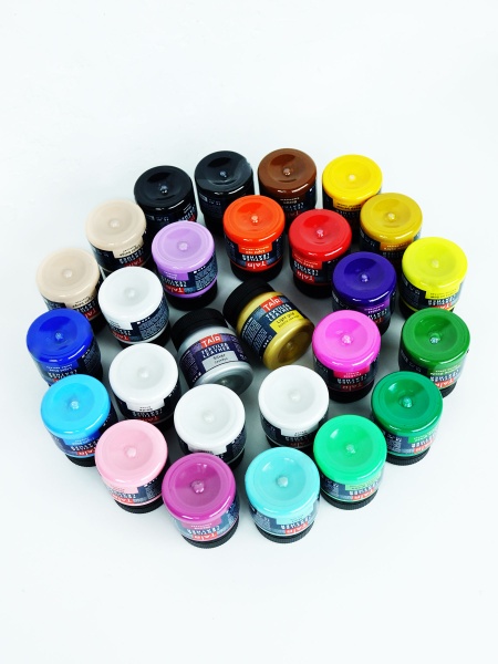 Набор акриловых красок по коже и ткани, "TAIR", 50 мл, 27 цветов - «Таир»