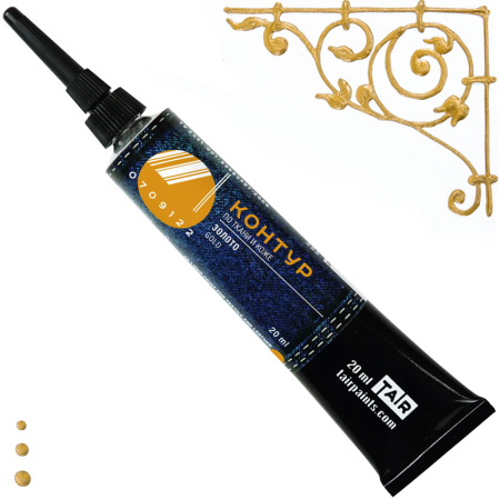 Золото, контур по ткани и коже, туба 20 мл - «Таир»