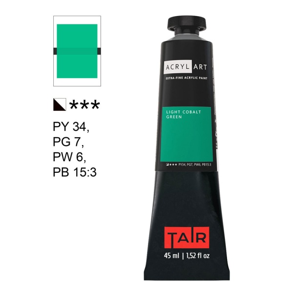 Художественные акриловые краски Кобальт зелёный светлый, краска "Акрил-Арт", туба 45 мл на оптовом сайте бренда ТАИР