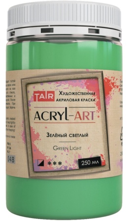 Зелёный светлый, краска "Акрил-Арт", банка 250 мл - «Таир»