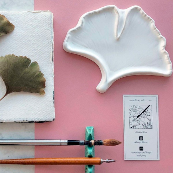 Палитра художественная керамическая, Like Palitra, "ГИНКГО" 16 х 13,5 х 1 см - «Таир»