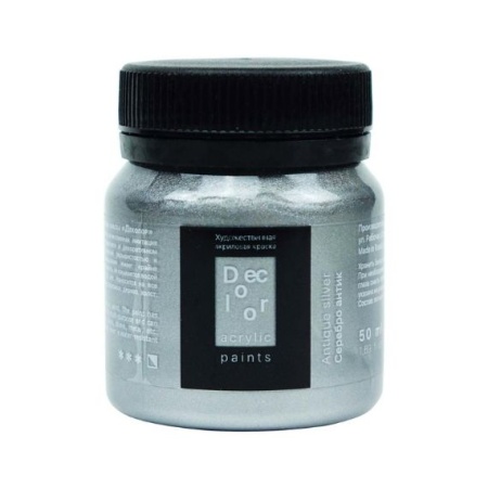 Серебро антик, краска "Деколор", банка 50 мл - «Таир»
