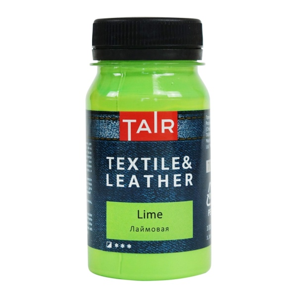 Лаймовая, краска акриловая по ткани и коже, банка 100 мл - «Таир»