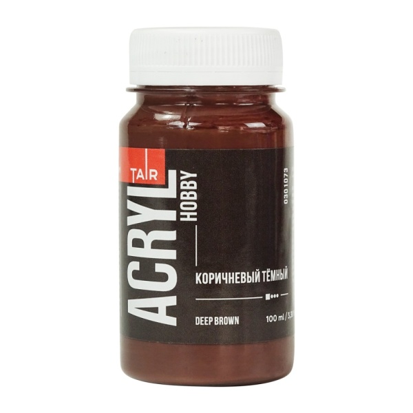 Коричневый тёмный, краска "Акрил-Хобби", банка 100 мл - «Таир»