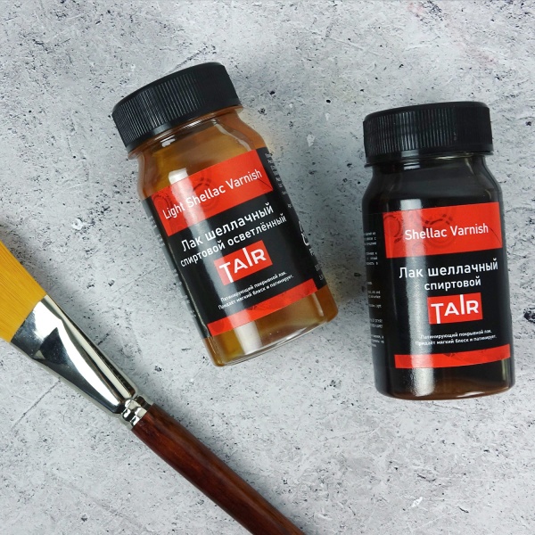 Лак шеллачный отделочный спиртовой, банка 100 мл - «Таир»