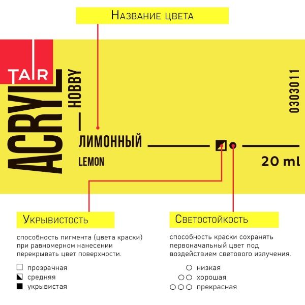Лимонный, краска "Акрил-Хобби", банка 20 мл - «Таир»