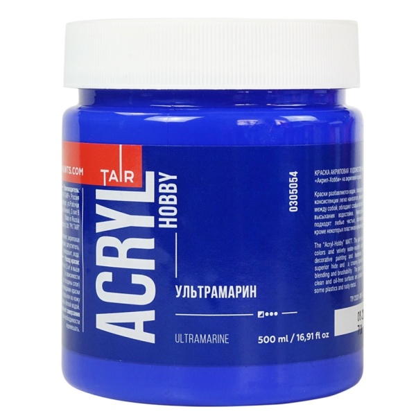 Ультрамарин, краска "Акрил-Хобби", банка 500 мл - «Таир»