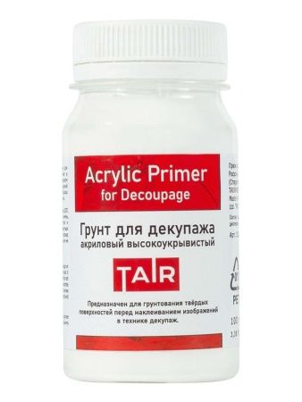 Грунт акриловый для декупажа белый, банка 100 мл - «Таир»